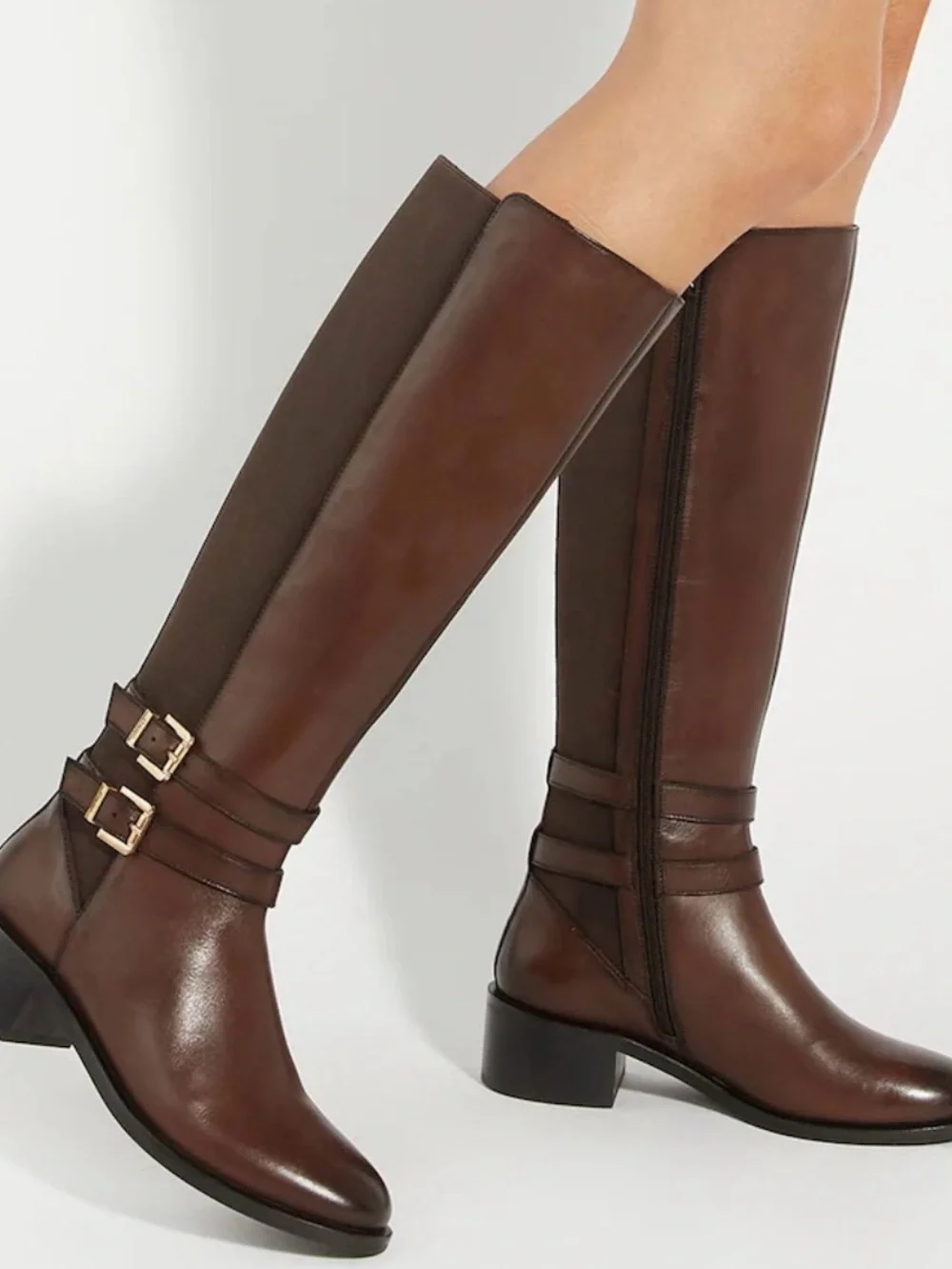 Unisa Waylee J Classic Women's Tall Brown Riding Boots with Buckle Detail